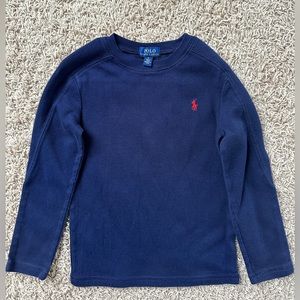 Boys polo Ralph Lauren navy blue thermal with red horse size 6